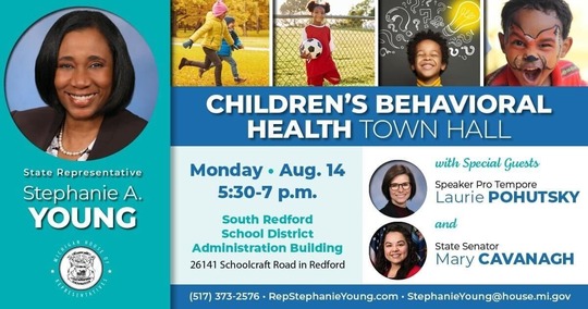 Join Rep. Stephanie A. Young for a Child Behavioral Town Hall - August 14, 5:30 - 7 p.m. 