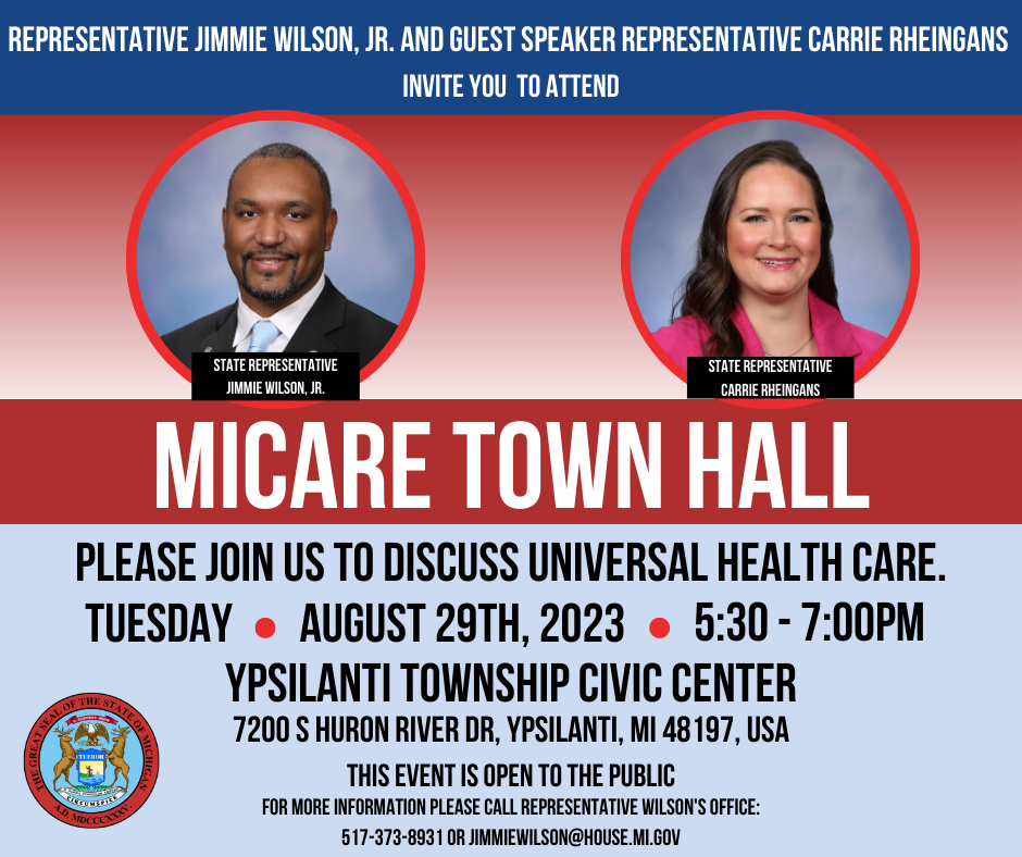 MiCARE Town Hall, Tuesday, August 29 at 5:30 PM at the Ypsilanti Township Civic Center