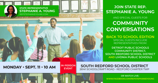 Rep. Stephanie A. Young, Monthly Community Conversation for Sept. 11 - Back-to-School Edition 