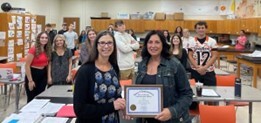 Rep. Angela Witwer pictured with Teacher of the Month winner Julie Crossman from Charlotte High School.