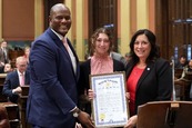 Rep. Witwer pictured with Speaker of the House Joe Tate and Sophia Rishar on the Michigan House Floor.