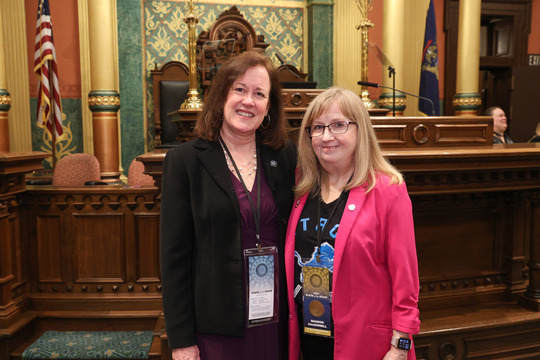 State Rep. Sharon MacDonell (D-Troy) was joined by Troy City Councilmember Ellen Hodorek at the Michigan Capitol on Wednesday, Jan. 24, 2024.