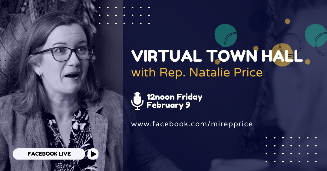 Infographic inviting constituents to Rep. Price's virtual town hall.