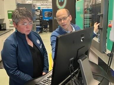 A photo of Rep. Coffia during her tour of RJG Inc.