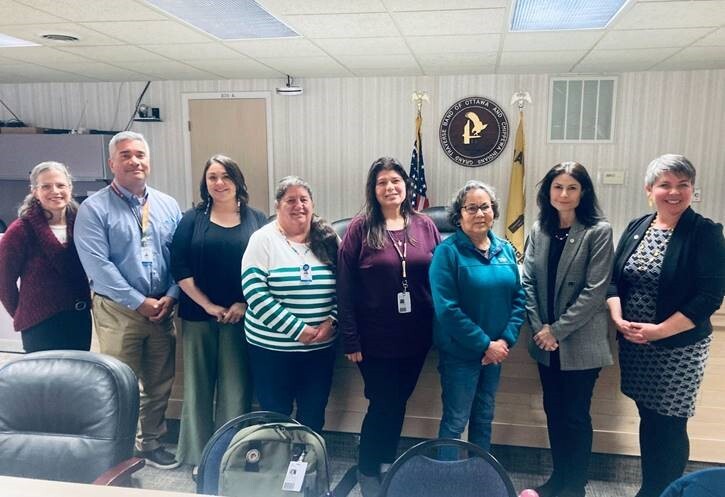 A photo of Rep. Coffia, Dana Nessel, and representatives from the Grand Traverse Band of Ottawa and Chippewa Indians and For Love of Water.