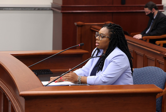 State Rep. Kristian Grant (D-Grand Rapids) testifies before the Senate Local Government Committee, regarding HB 5557, Oct. 1, 2024.
