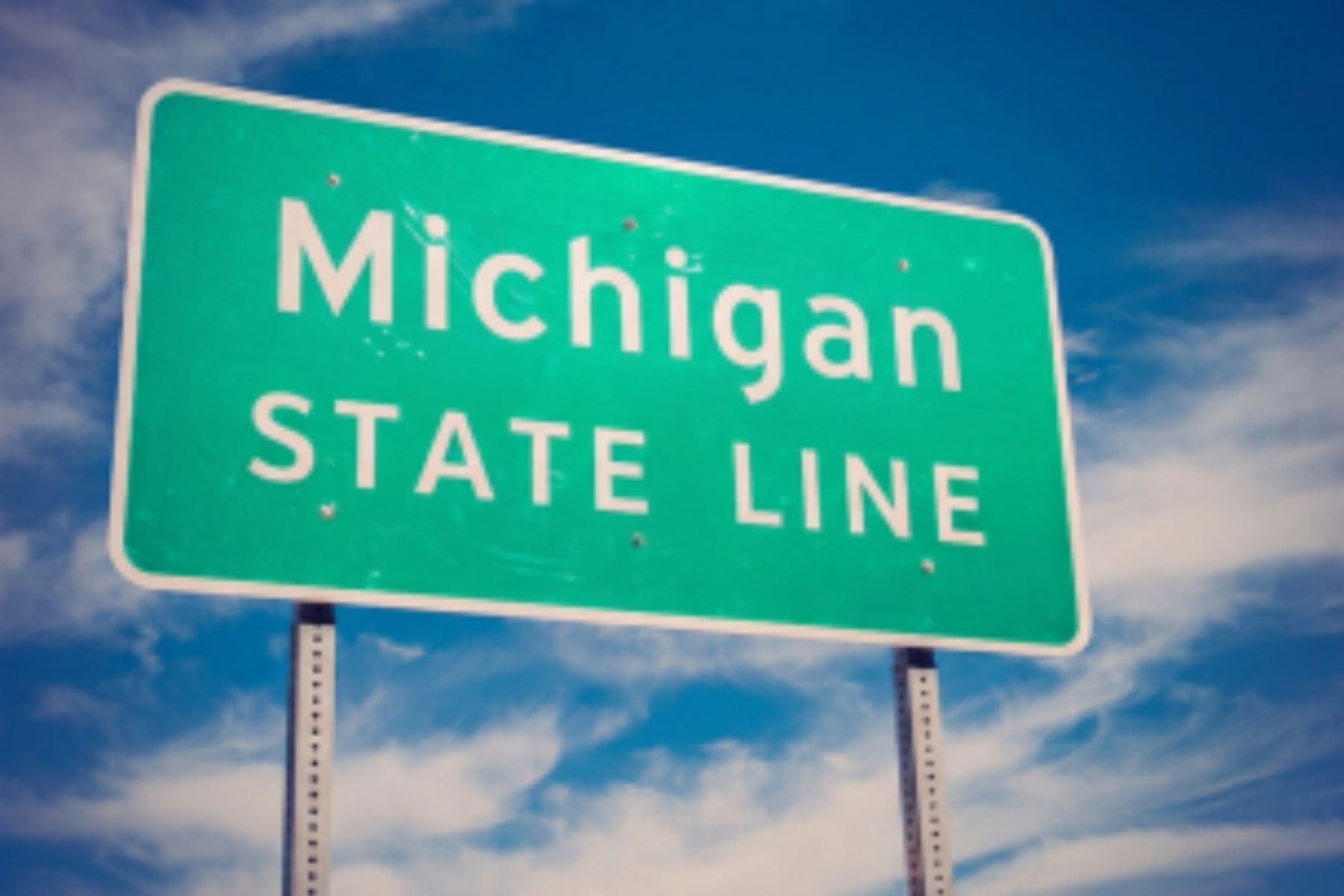 Michigan State Line Sign