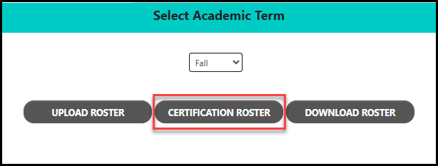 Screenshot of missg certification fall term selected
