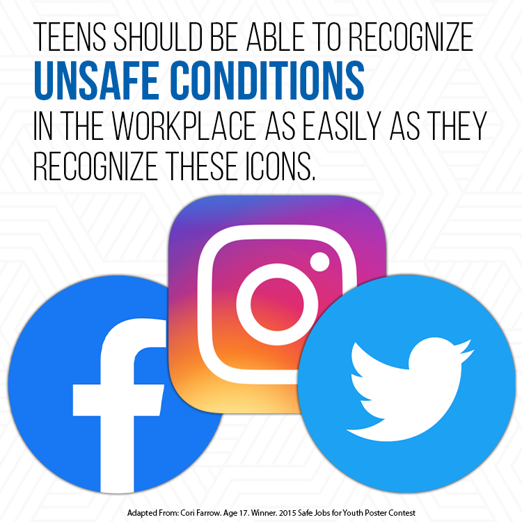 Social media icons: Teens should be able to recognize unsafe conditions as easily as these icons
