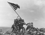 Marines working to put up the American flag