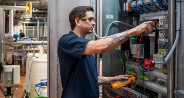 Man working on electronics