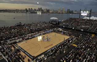Basketball game on aircraft carrier
