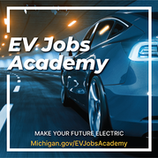 EV Jobs Academy graphic with electric car