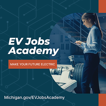EV Jobs academy graphic with electric car charging