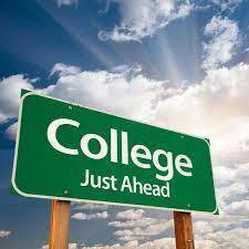 College ahead graphic on a street sign