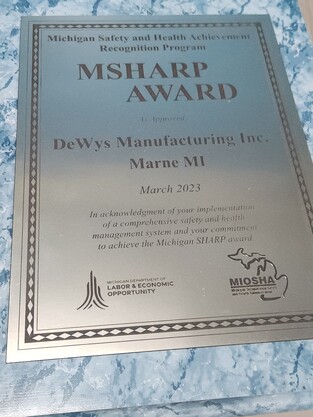 MSHARP award plaque 