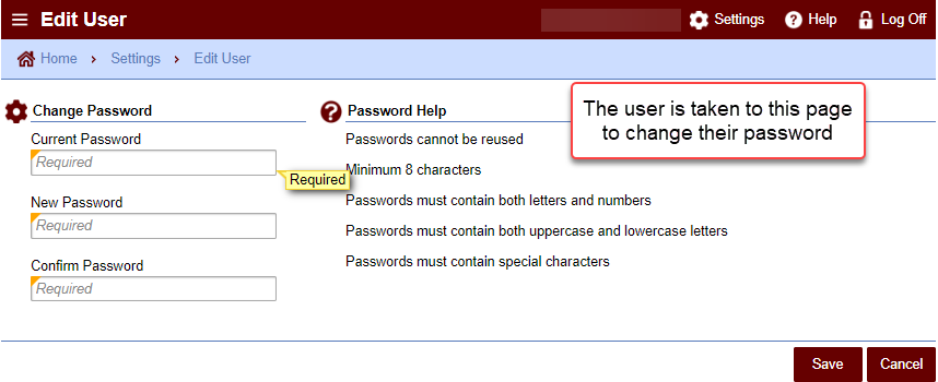 Type in new password