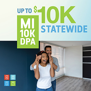 MSHDA 10K DPA graphic with man surprising female partner inside house