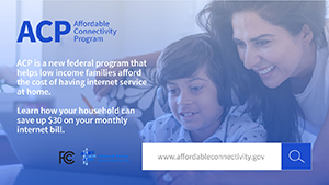 ACP graphic with mom leaning over child to look at screen