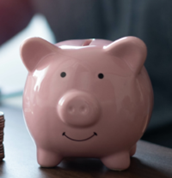 Close up of a ceramic piggy bank