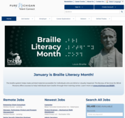 MiTalent.org homepage with Braille Literacy Month banner