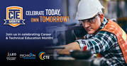 Career & Technical Education Month graphic with man using power tool