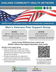 Oakland County Men's Veterans Support Group flyer