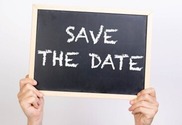 Save the Date text on a chalkboard