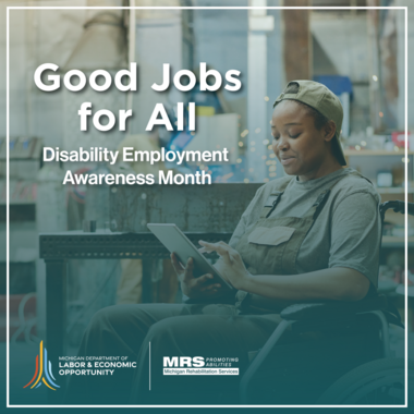 NDEAM graphic of person sitting in a wheelchair 