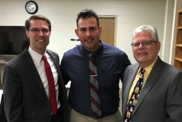 State Senator Sean McCann, Training Center Director Juan Ortiz, and Kalamazoo County Clerk Timothy Snow