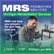 MRS can help you prepare for and find a job graphic of man on the phone