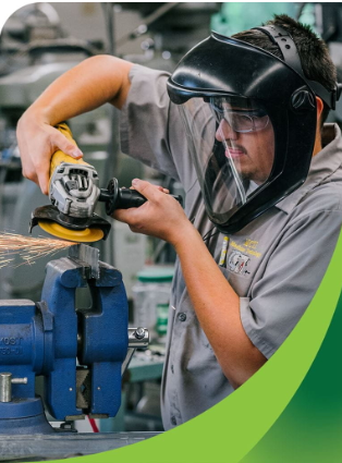 Student participating in a Machine Technology program