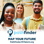 Pathfinder Map your Future graphic of three smiling adults