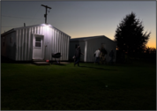 House where farmworkers sleep at dusk