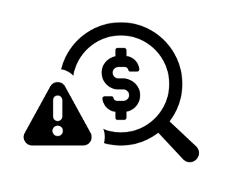 magnifying glass and exclamation point