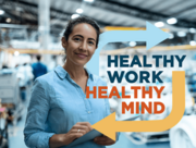 healhty work healthy mind logo with woman
