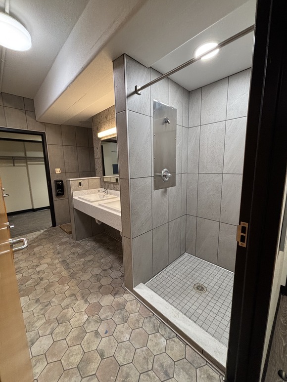 Renovated dorm bathroom