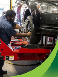 Student working on a car