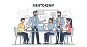 Business professionals engaged in a productive mentorship meeting