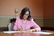 Gov. Whitmer signing the FY 2027 budget