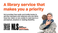 A library service that makes you a priority graphic with man in uniform hugging child