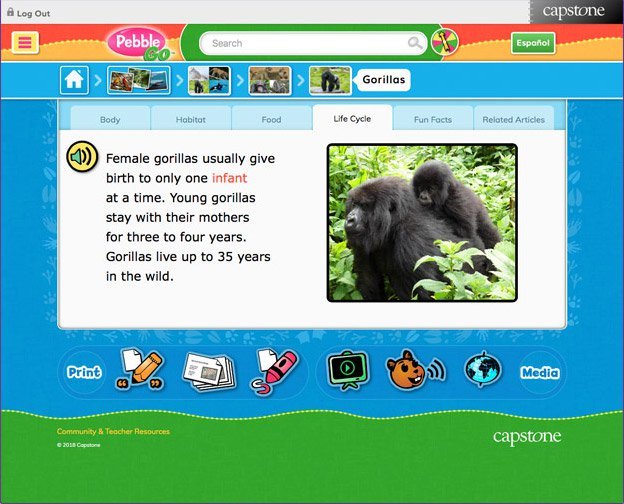 Pebble go screenshot of gorillas