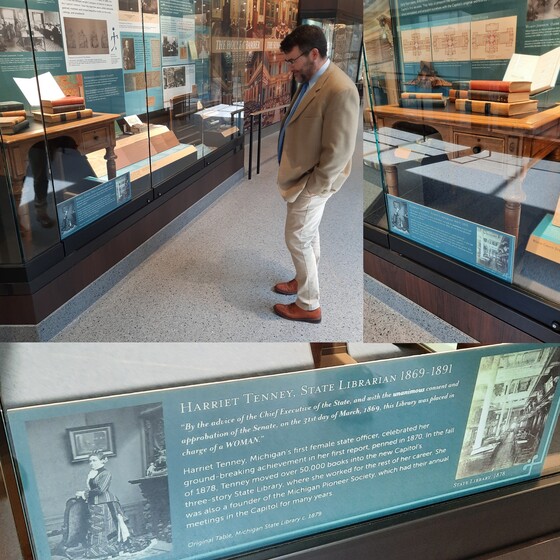 State Librarian Randy Riley at Heritage Hall exhibit