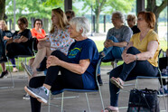 Macomb citizens participating in chair yoga