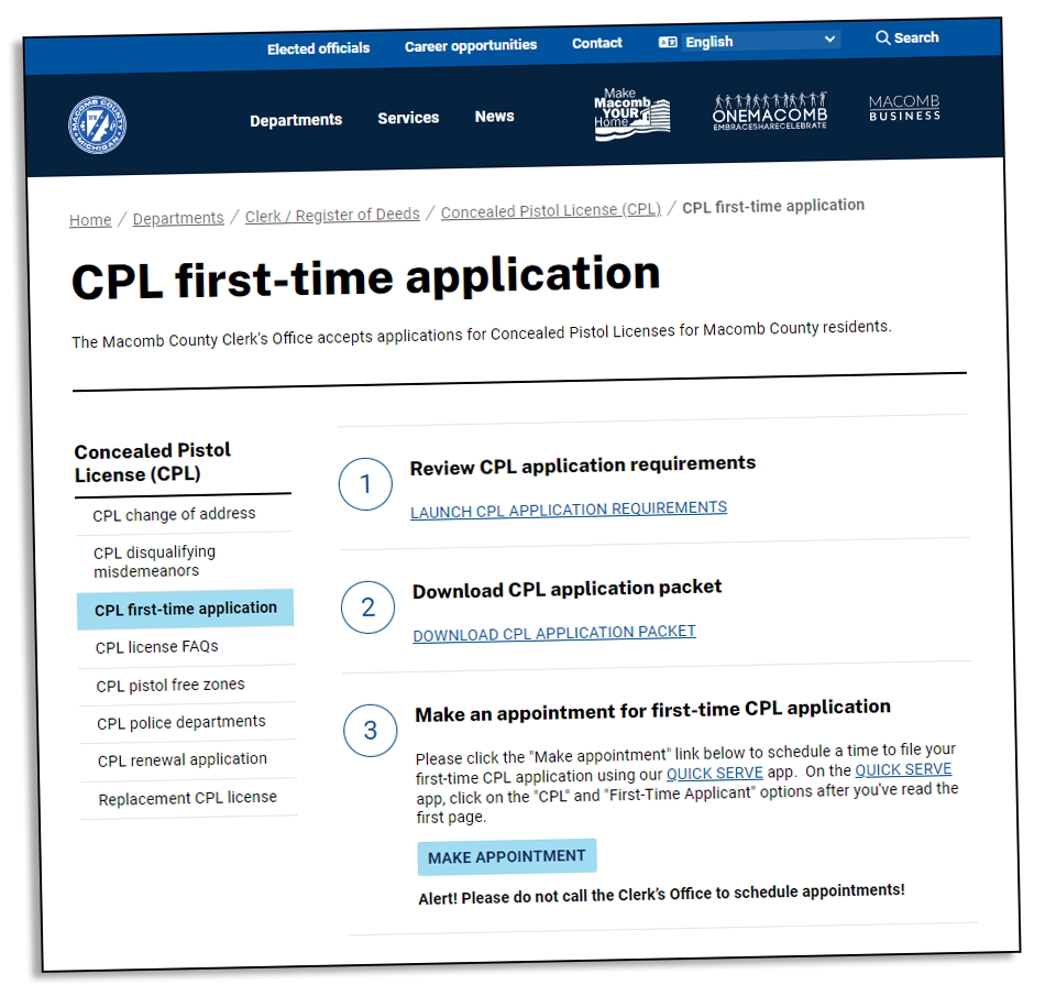 Clerk's First-Time CPL Application Website