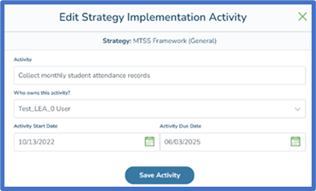 Edit Strategy Implementation Activity