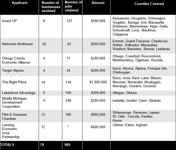 null Summary of loans allocated by local economic development organizations