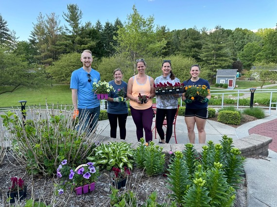 Forensic Science Division planting flowers