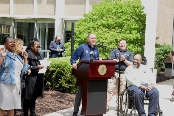 Dave Coulter speaks at Juneteenth celebration.