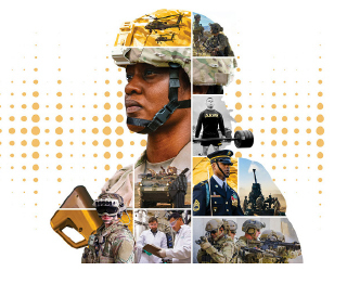 Conceptual collage art of a United States soldier